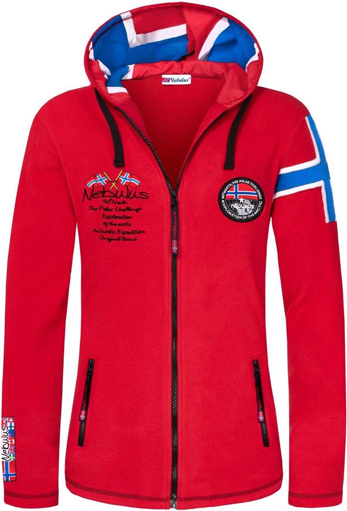 Nebulus Fleecejacke KINLEY Damen, warme Fleece Jacke, mit langem Full-Zip Reißverschluss, Q1738 - Damen, rot, XL/42