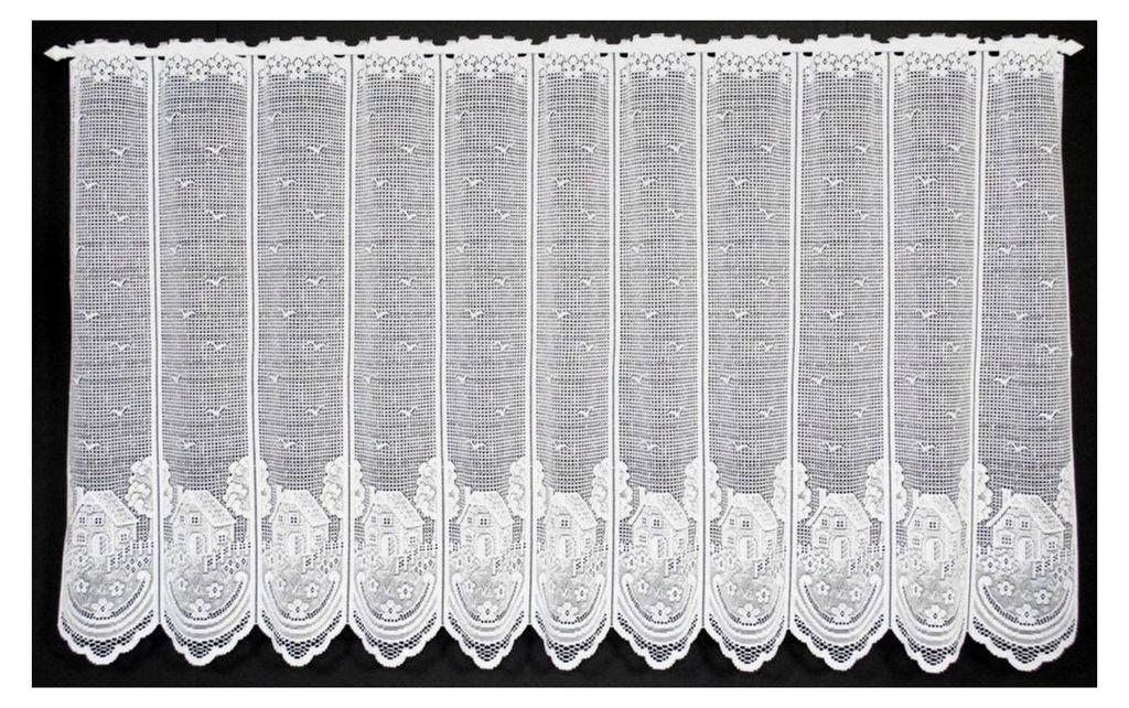 Scheibengardine Häuser 90x85 cm H/B Weiß Bistrogardine Vorhang Küche 1er Pack
