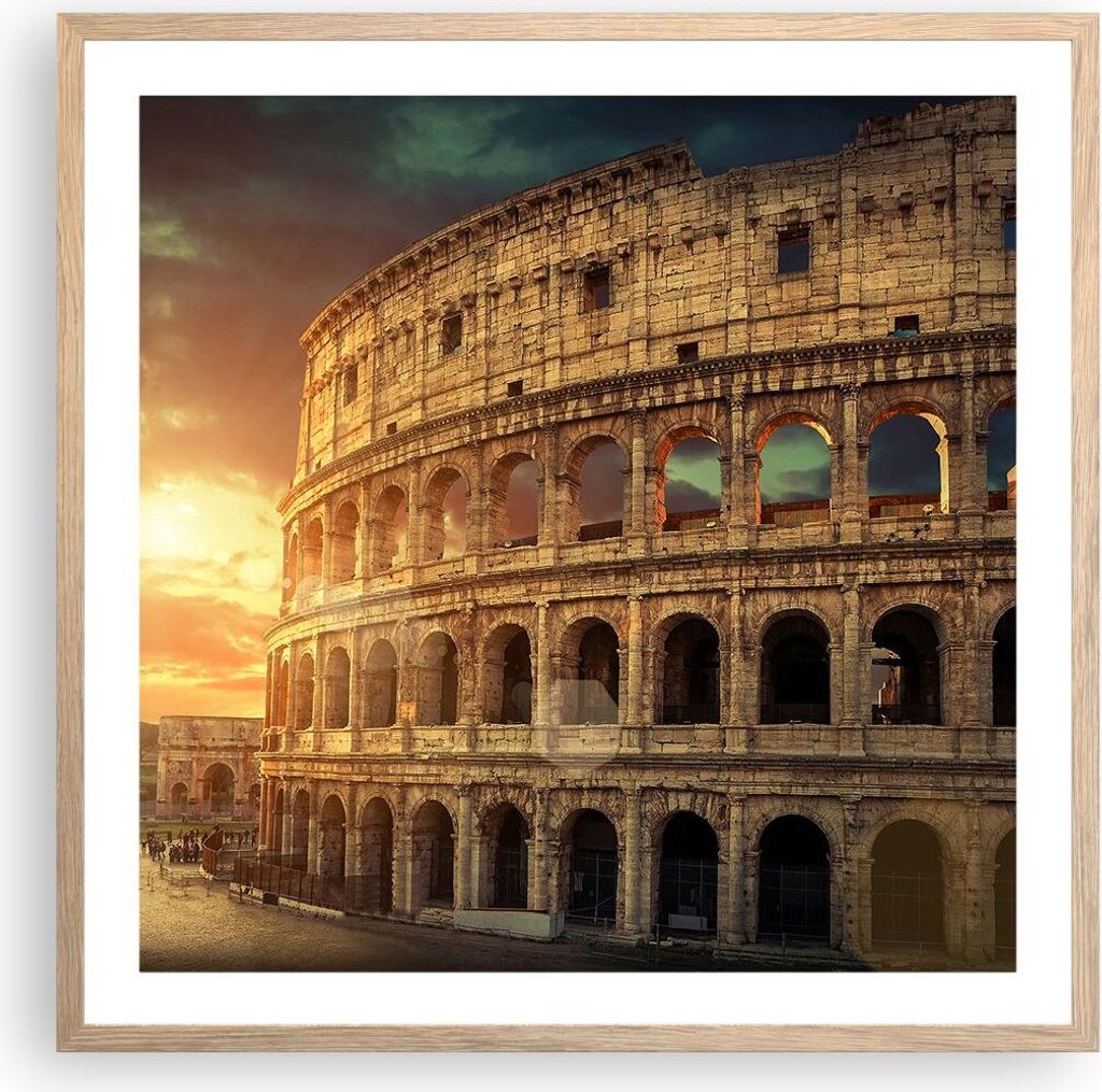 Gerahmtes Poster - Rahmen in heller Eiche - Coloseum Roma Produktbild 