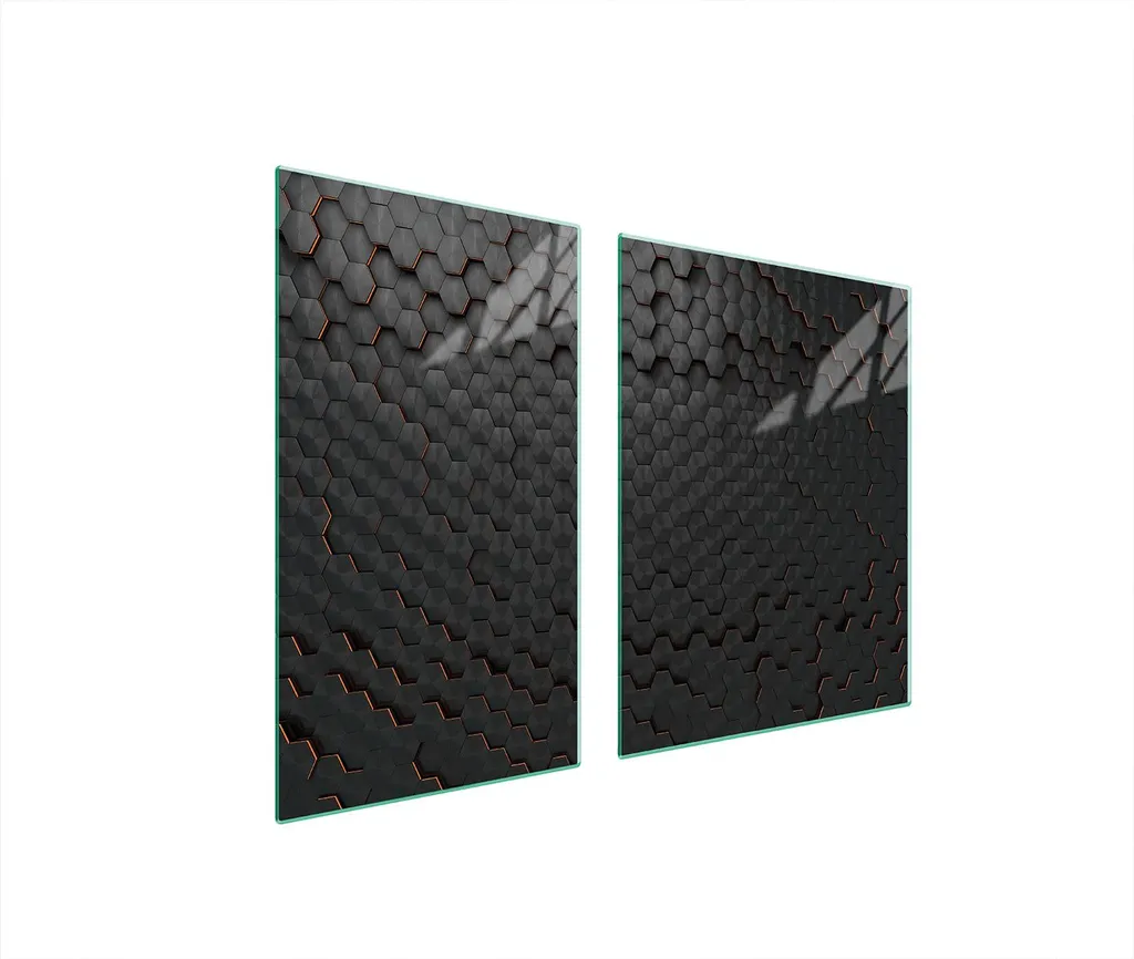 Piastre copri fornelli 2 pezzi 100x52 Ceramica copri piano cottura vetro tagliere modello nero