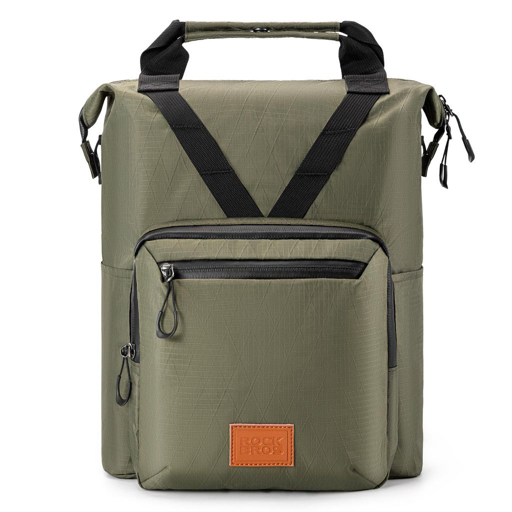 ROCKBROS Fahrradlenkertasche Multifunktionale Vordertasche für Faltrad und Brompton mit Schultergurt und Tragegriff Militärgrün