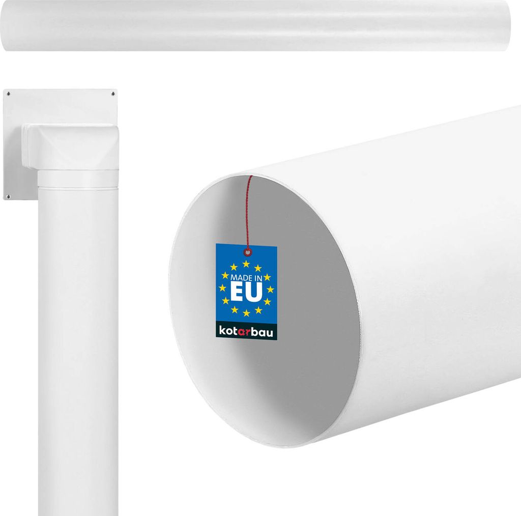KOTARBAU Lüftungsrohr 1000 mm Rundkanal 100 mm Rundrohr PVC Weiß Rundrohrsystem