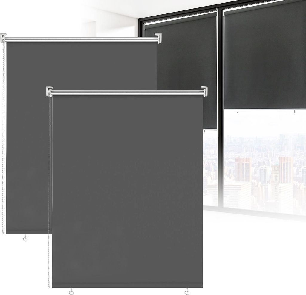 Faziango 2er Set Senkrechtmarkise 180x140 cm Balkonmarkise Dunkelgrau Sichtschutz Sonnenschutz UV beständig wasserdicht Balkon Terrasse