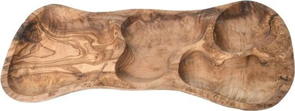 Coupes en bois d'olivier artisanal : lot de 3 bols rustiques naturels