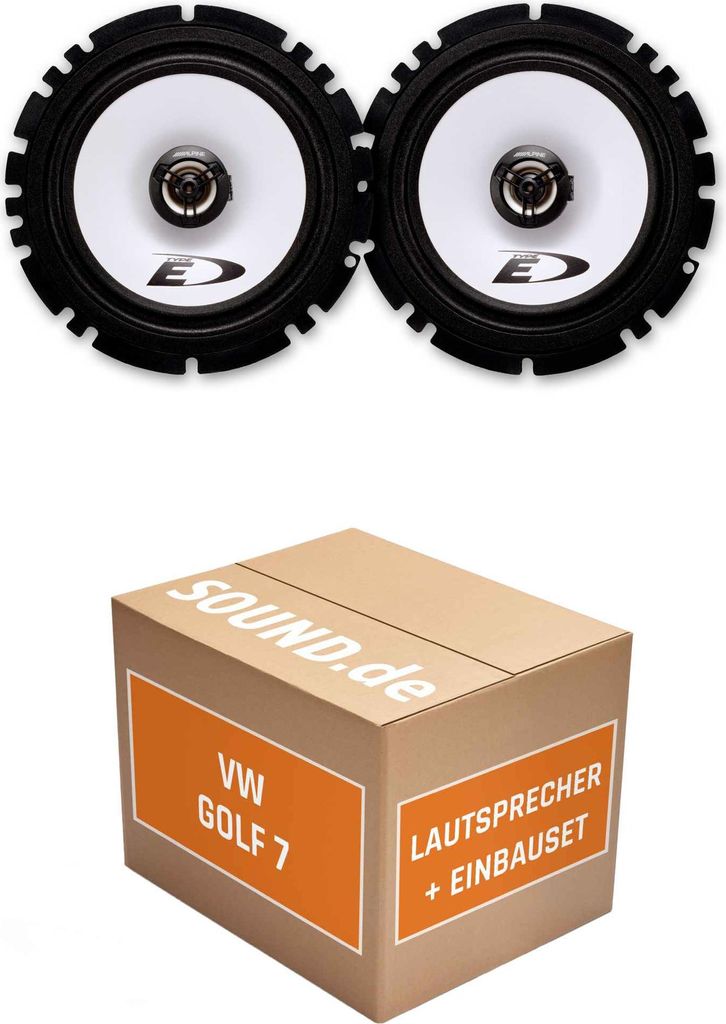 Lautsprecher Boxen Einbaupaket Seitenteil hinten Alpine SXE-1725 passend für VW Golf VII 2/3-türig | 2x Tief-Mitteltöner mit integriertem Hocht...