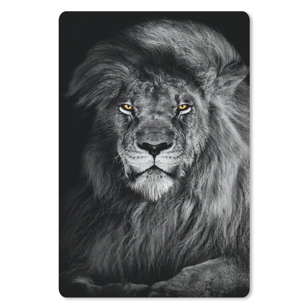 MuchoWow Mauspad Mousepad Löwe - Augen - Orange - Schwarz und weiß - Tiere - Porträt 18x27 cm - Mousepads - Maus Mat - Pad - Mausunterlage