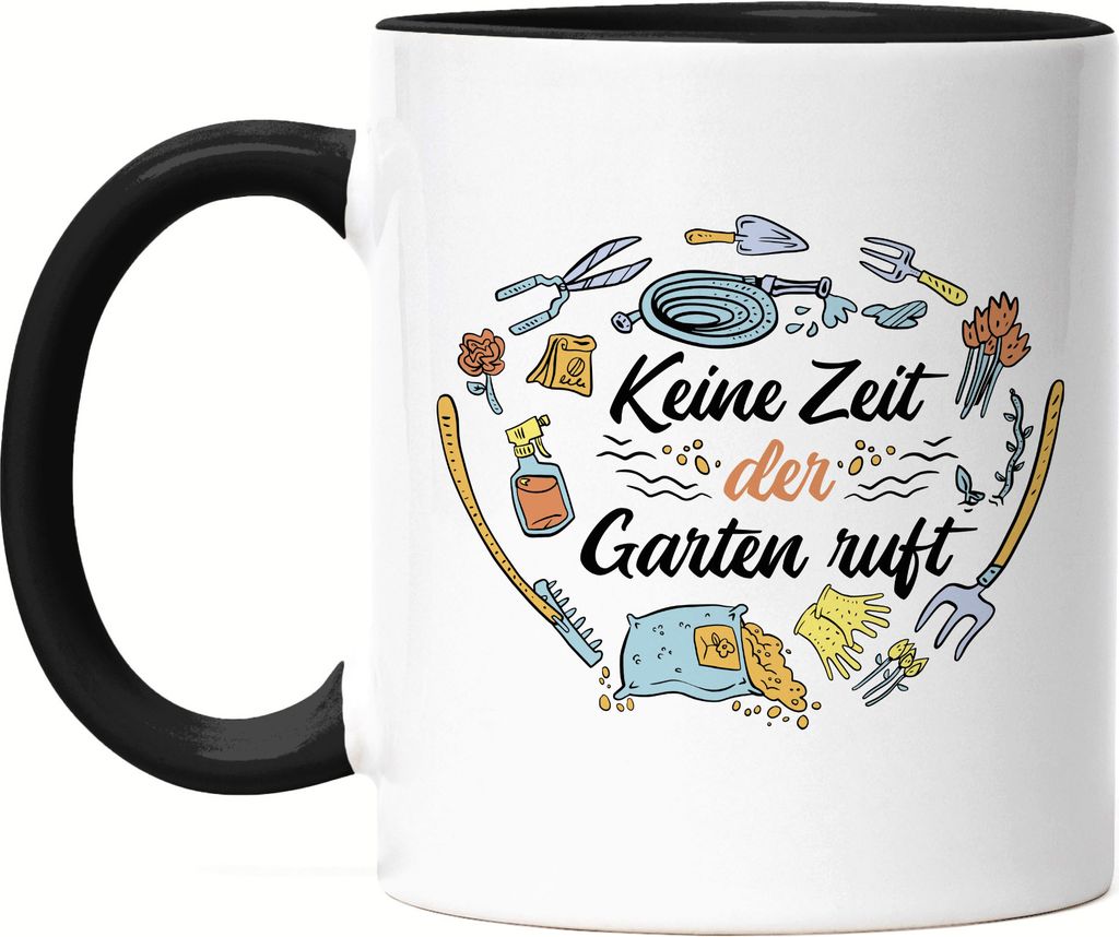 Keine Zeit Der Garten Ruft Tasse Schwarz Hobby-Gärtner Produktbild 