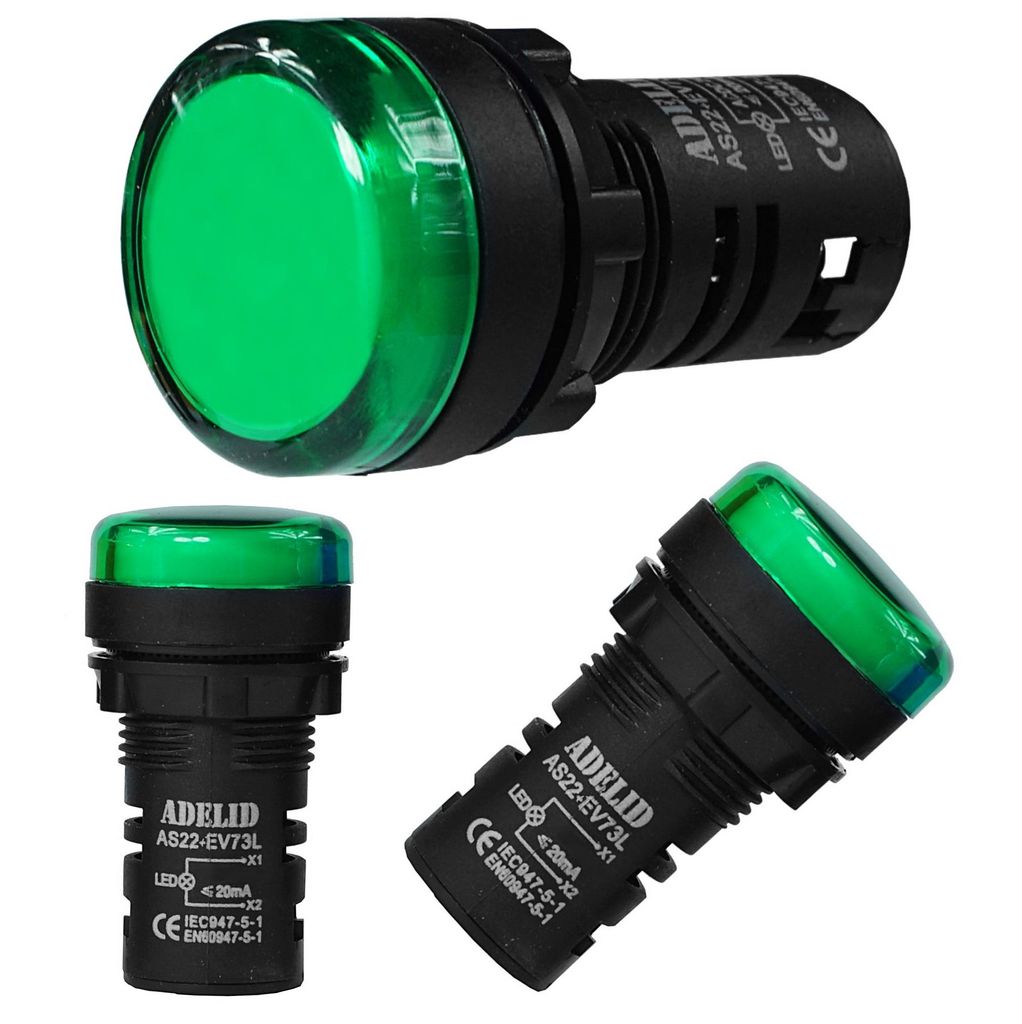 LED Signalleuchte Kontrollleuchte Leuchtmelder 12V Ø 22mm Grün