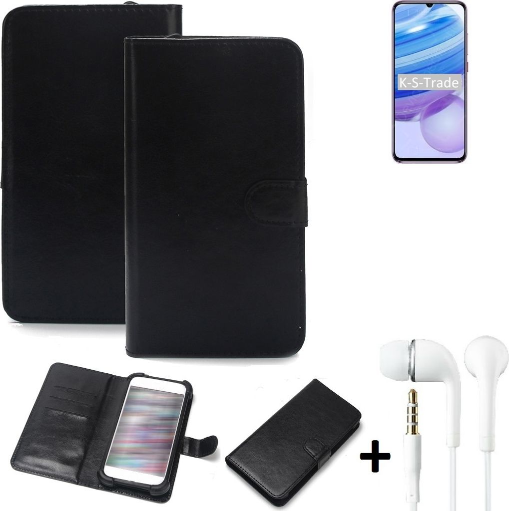 K-S-Trade Wallet Case Handyhülle kompatibel mit Xiaomi Redmi 10X 5G Schutzhülle Flip cover Flipstyle Tasche Hülle Flipcover Slim Bumper schwarz +