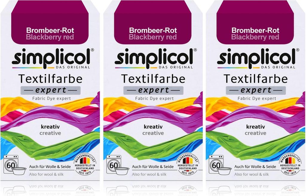 Simplicol Textilfarbe expert Brombeer-Rot 150g - Farbe zum Produktbild 