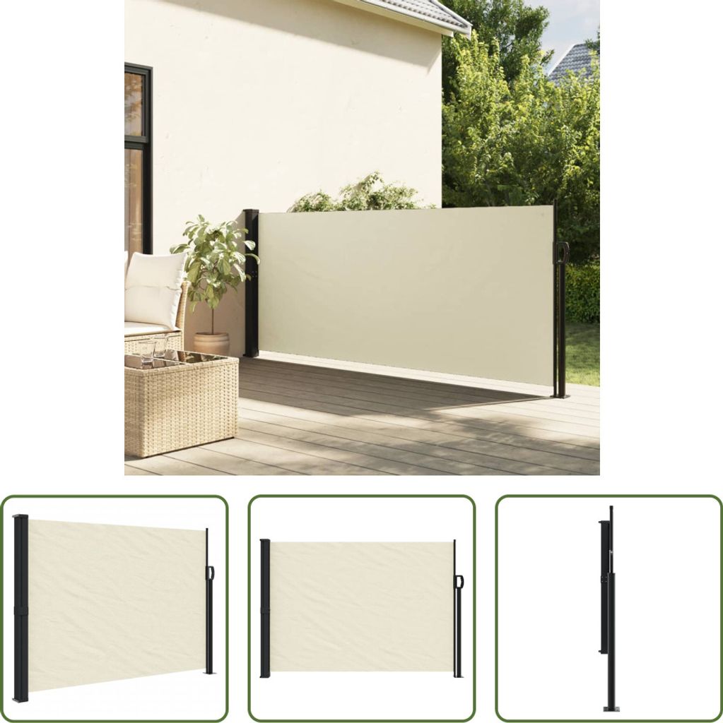 The Living Store Seitenmarkise Ausziehbar Creme 140x500 cm