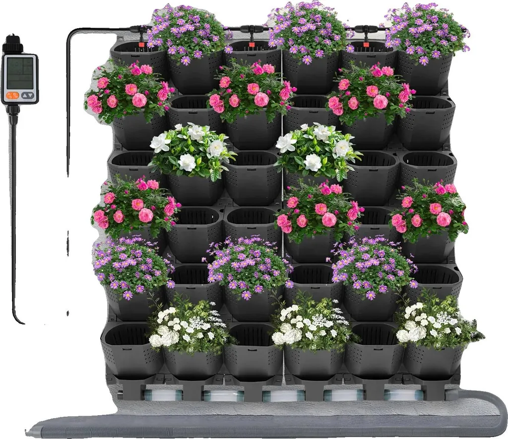 Jardinière murale verticale 36 poches avec arrosage automatique 3m