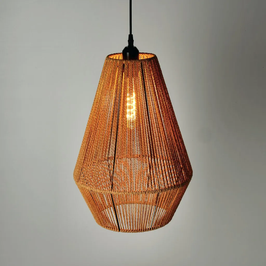 Suspension bohème 30 cm naturelle : la solution pour un éclairage doux E27