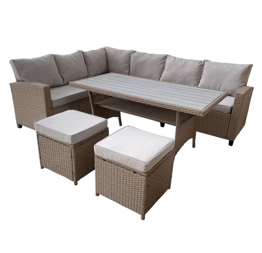 Gartenmöbelset aus Technorattan, MANILA mit großer Ecke, braun, Rattan, 8-sitziges Gartenset