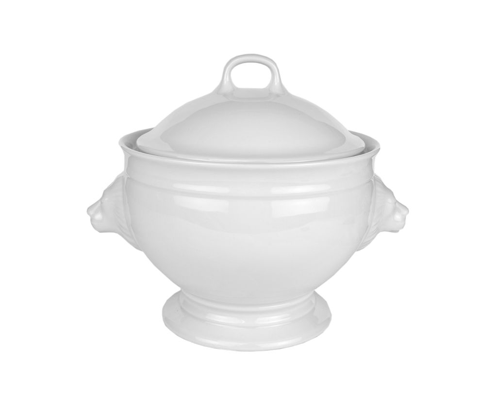 Suppenterrine mit Deckel aus Porzellan Suppenschüssel elegante Suppenschale weiß 3 Liter