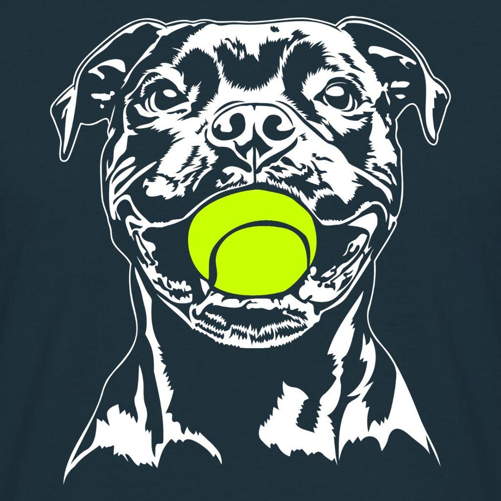 Spreadshirt Stafford Bull Terrier Mit Tennisball Männer T-Shirt, 3XL, Navy