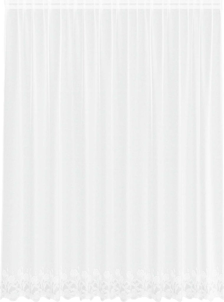 vidaXL Spitzenvorhang mit Vorhängen Floral Weiß 200 x 300 cm Polyester