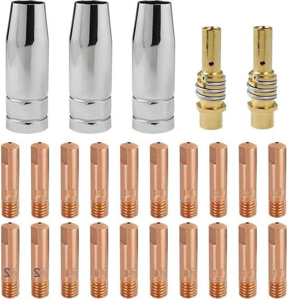 25 Stück Schutzgas-Laseraufsatz-Teile - Laseraufsatz-Accessoires - 20 Strommundstücke M6 - 6 mm 8 mm 10 mm 12 mm - 15AK MB15