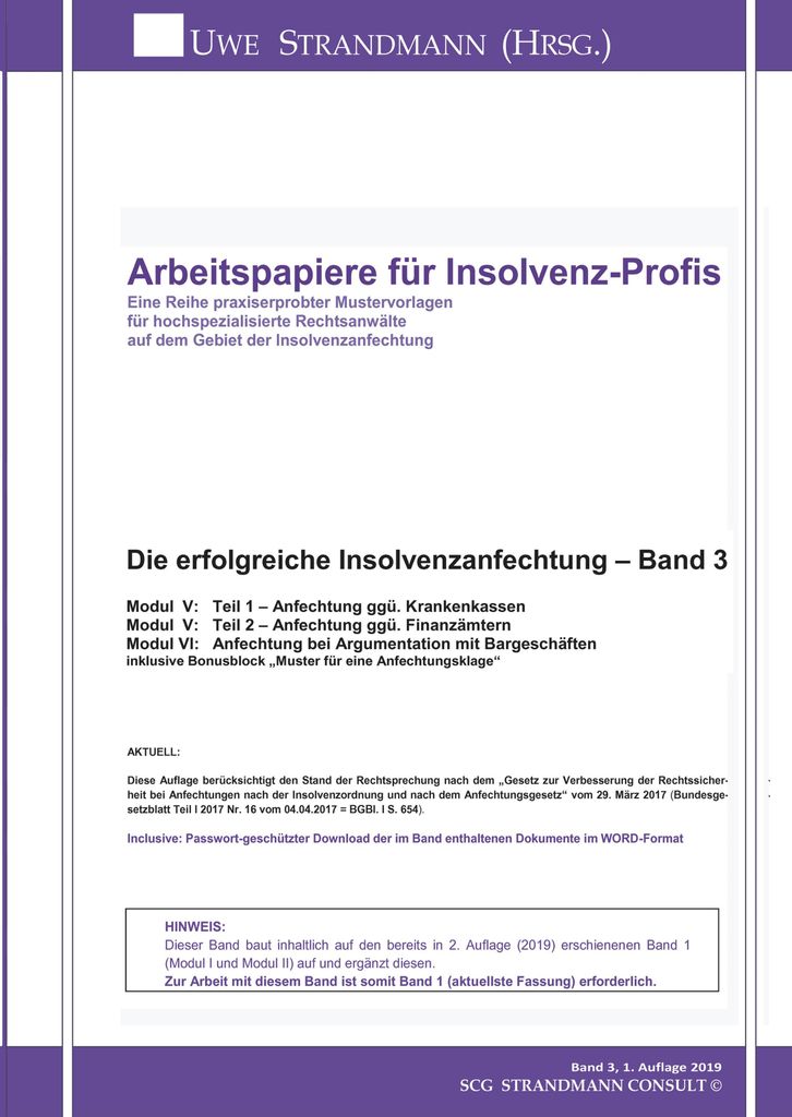 Die erfolgreiche Insolvenzanfechtung - Band 3
