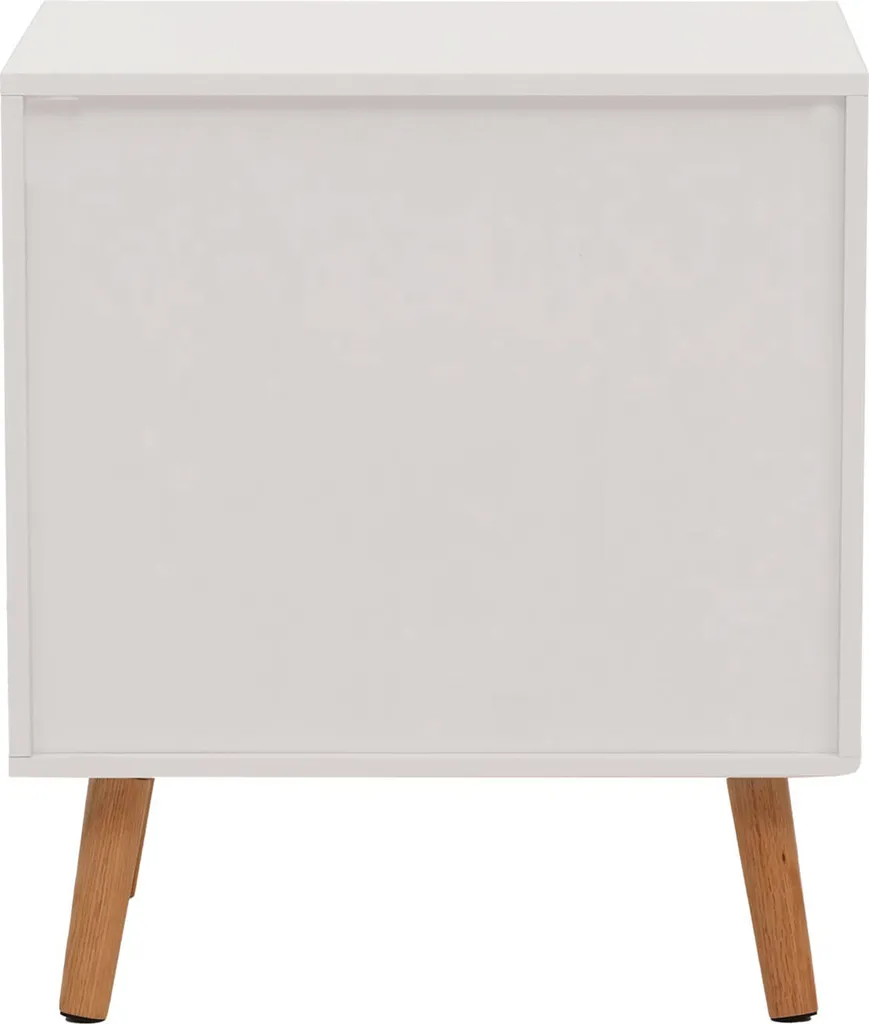 Petite commode de nuit blanche et table d'appoint design bois chevrons - 7