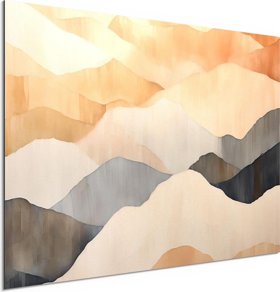 DEQORI Alu-Dibond Bild Weiß 60x40 cm 'Pastell-Panorama' Wandbild Metall dünn Design