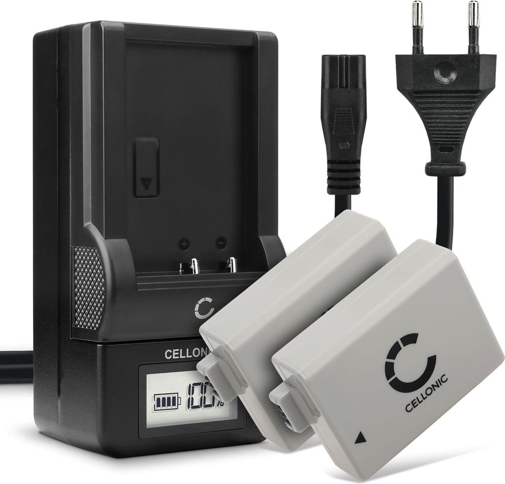 CELLONIC 2x Akku für Kamera Kompatibel mit Canon EOS 500D, EOS 1000D, EOS 450D, LP-E5 - (1020mAh, 7.4V) + Ladegerät