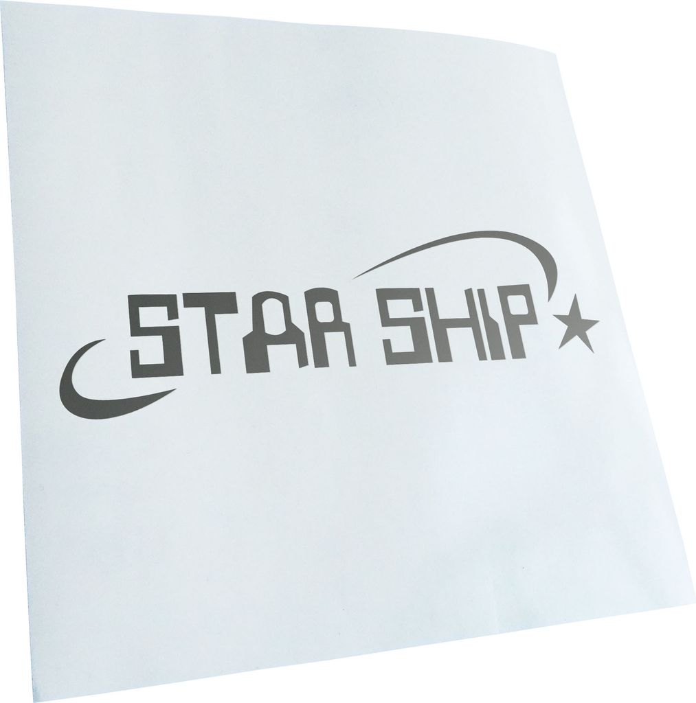 Kiwistar - Autoaufkleber - Silber - 40 x 12 cm - Star Ship - Heckscheibenaufkleber - Aufkleber für Auto Kfz Fahrrad, LKW, Truck Mofa