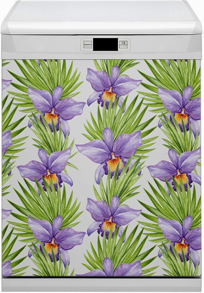 Magnet Folie für Geschirrspüler Magnete Geschirrspüle Magnet für Spülmaschine 60x80 cm Nachbildung - Violette Blumen