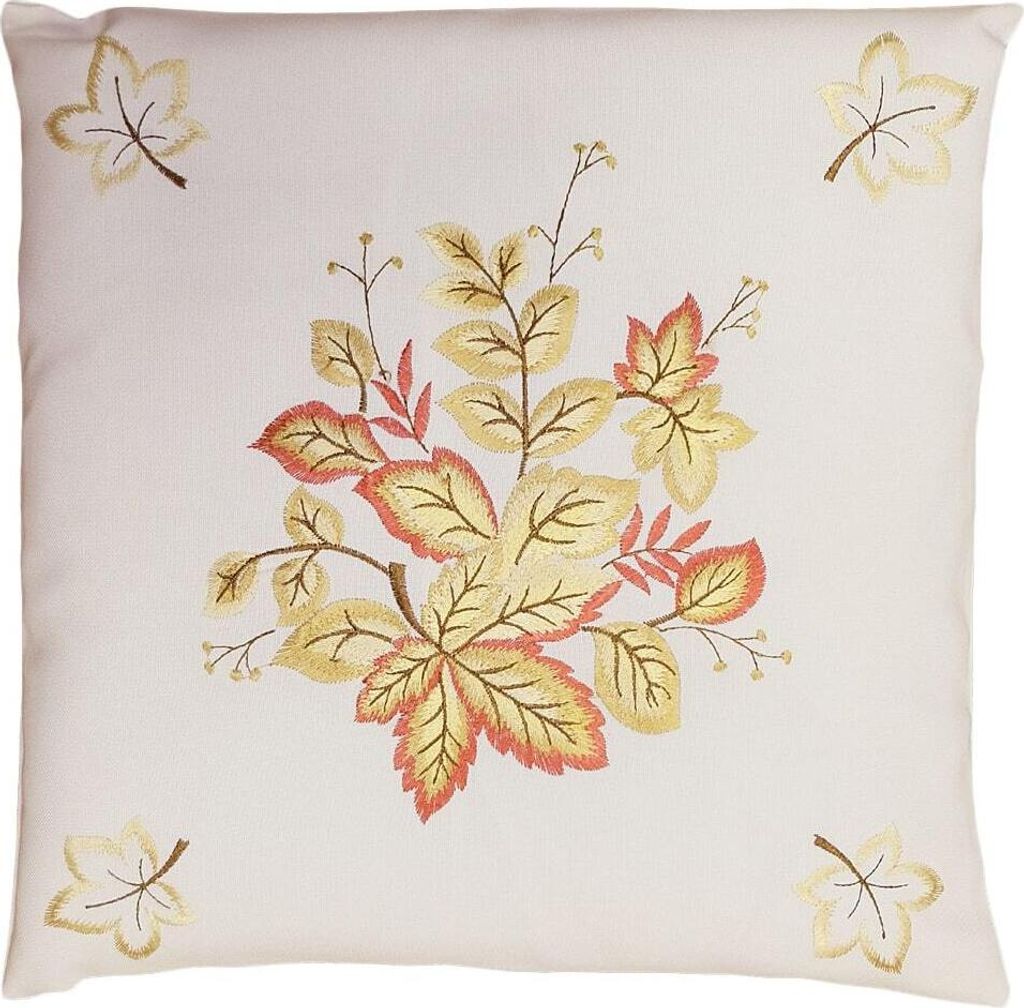 Kissen-Bezug Blätter bunt Herbstlaub Stick 40x40 cm beige