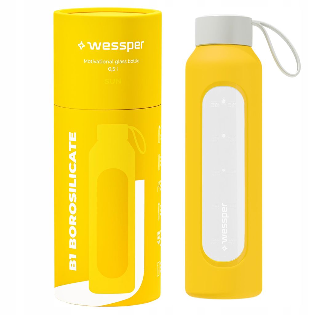 Borraccia in vetro con rivestimento in silicone Wessper – Immagine del prodotto 