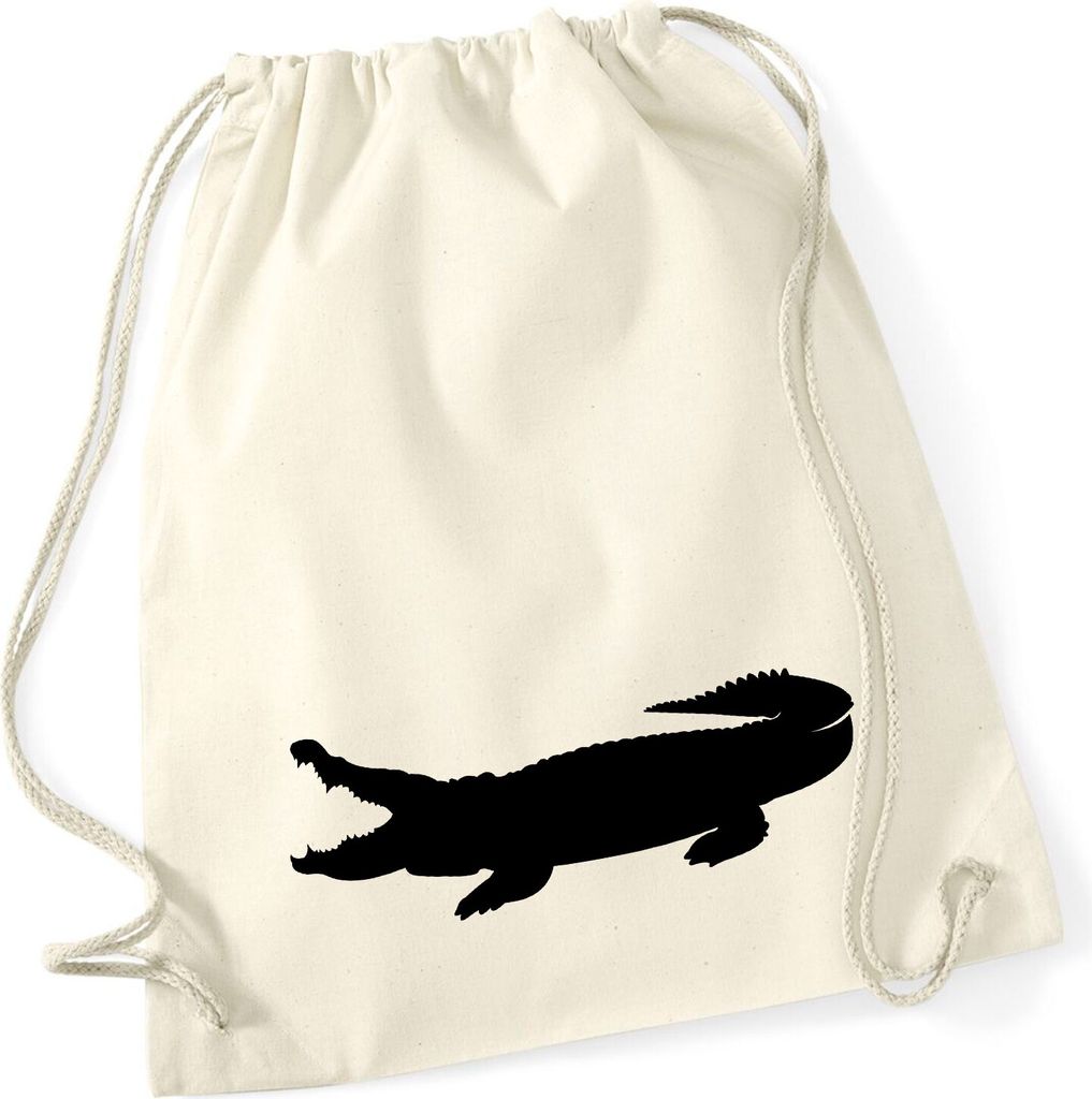 Huuraa Turnbeutel Krokodile Silhouette 12 Liter Natural Baumwolle Rucksack Geschenkidee