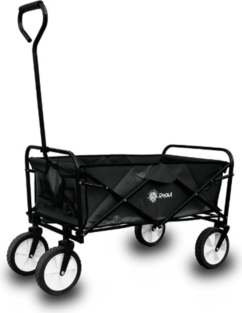 Rijoka Bollerwagen Pliable Noir - Charge 70kg - Chariot à Main 90x54cm