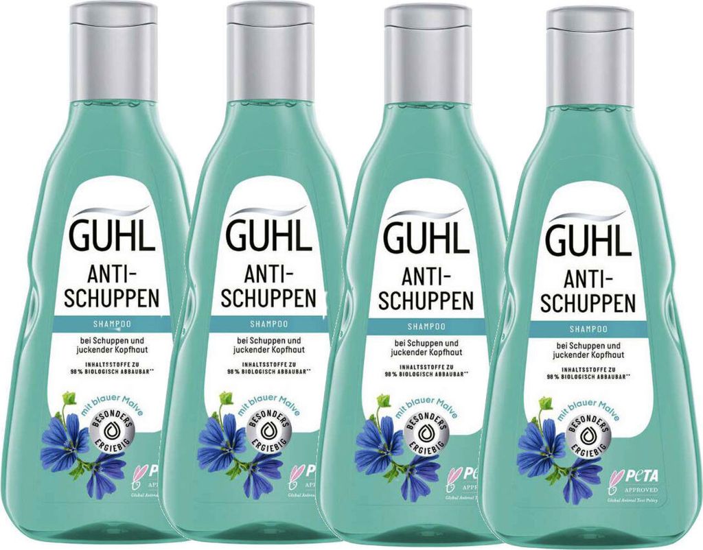 Guhl Anti Schuppenshampoo trockene fettige Kopfhaut 4er Pack 250ml