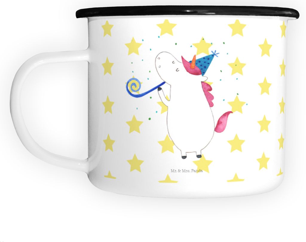 Mr. & Mrs. Panda Teetasse Einhorn Party - Weiß - Geschenk, Einhörner, Club, Unicorn, Große Tasse, Deko, Haferl, Alkohol, Camping, Pott, Emaille ...