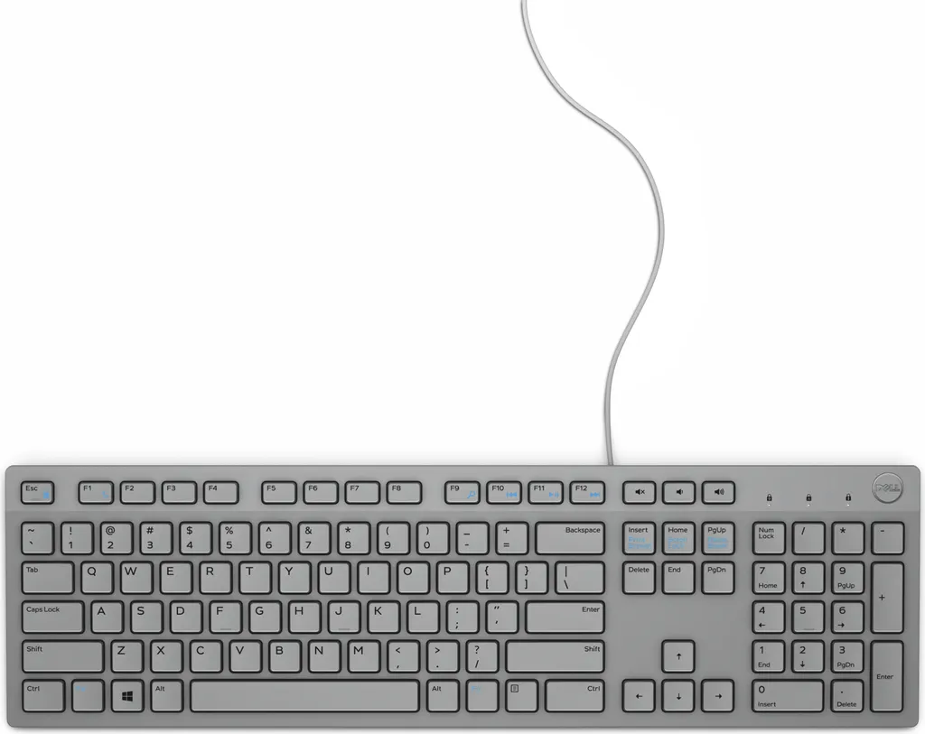 Clavier Filaire Dell KB216 Idéal Télétravail Saisie Allemande USB Gris
