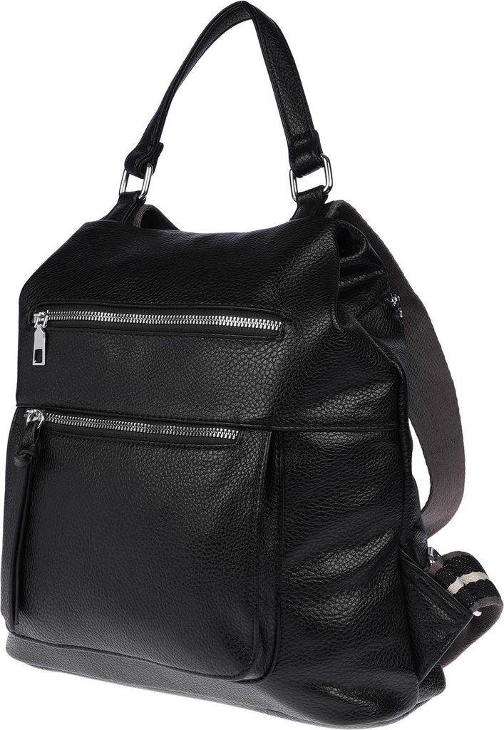 Großer Damen Rucksack Tasche Citybag Leder Optik Bodybag Schultertasche Shopper Schwarz