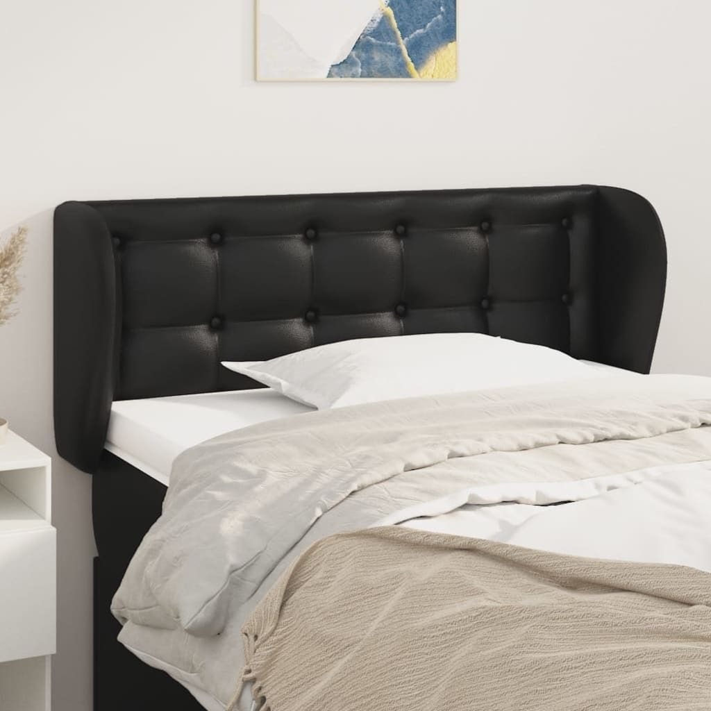 The Living Store Kopfteil mit Ohren Schwarz 103x23x78/88 cm Kunstleder