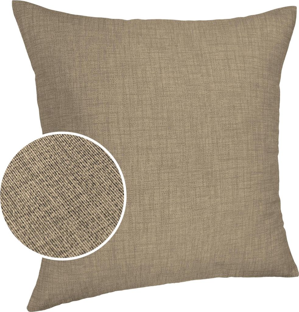 Dekokissen 50x50cm Kissenhülle mit Reißverschluss Sofakissen ohne Füllung Einfarbig Leinenoptik Uni Beigegrau