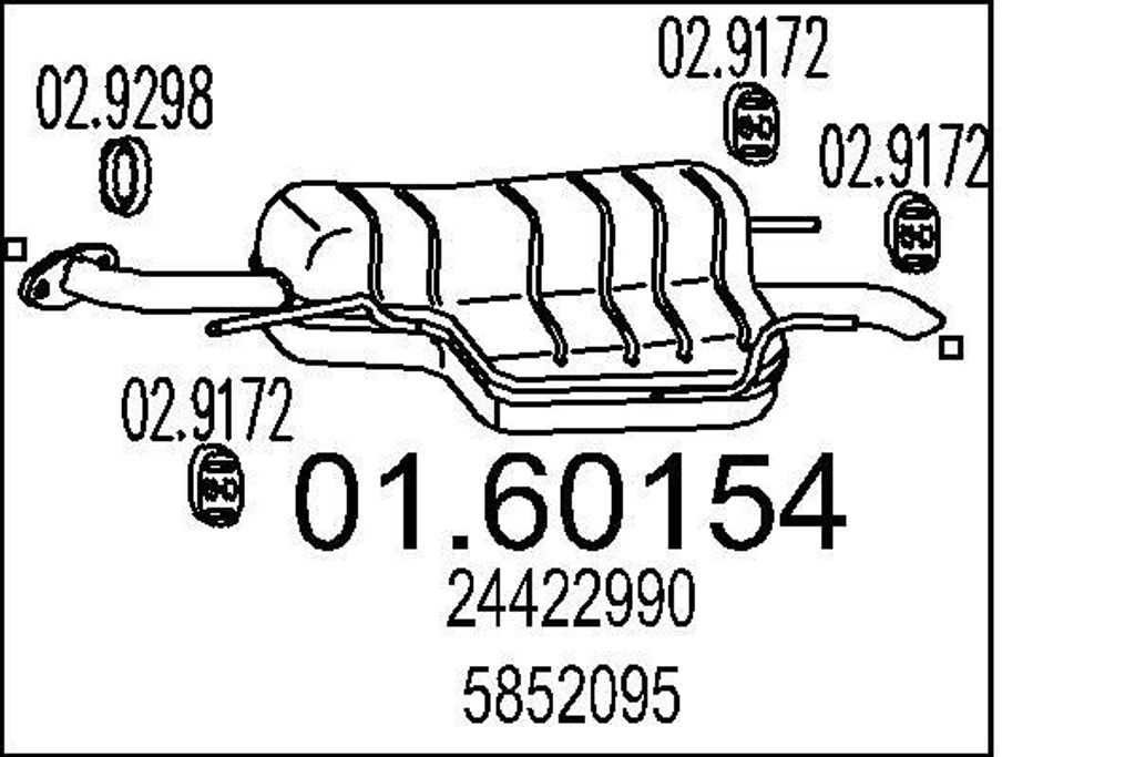 MTS 01.60154 Endschalldämpfer für OPEL Zafira A (T98) Auspuff
