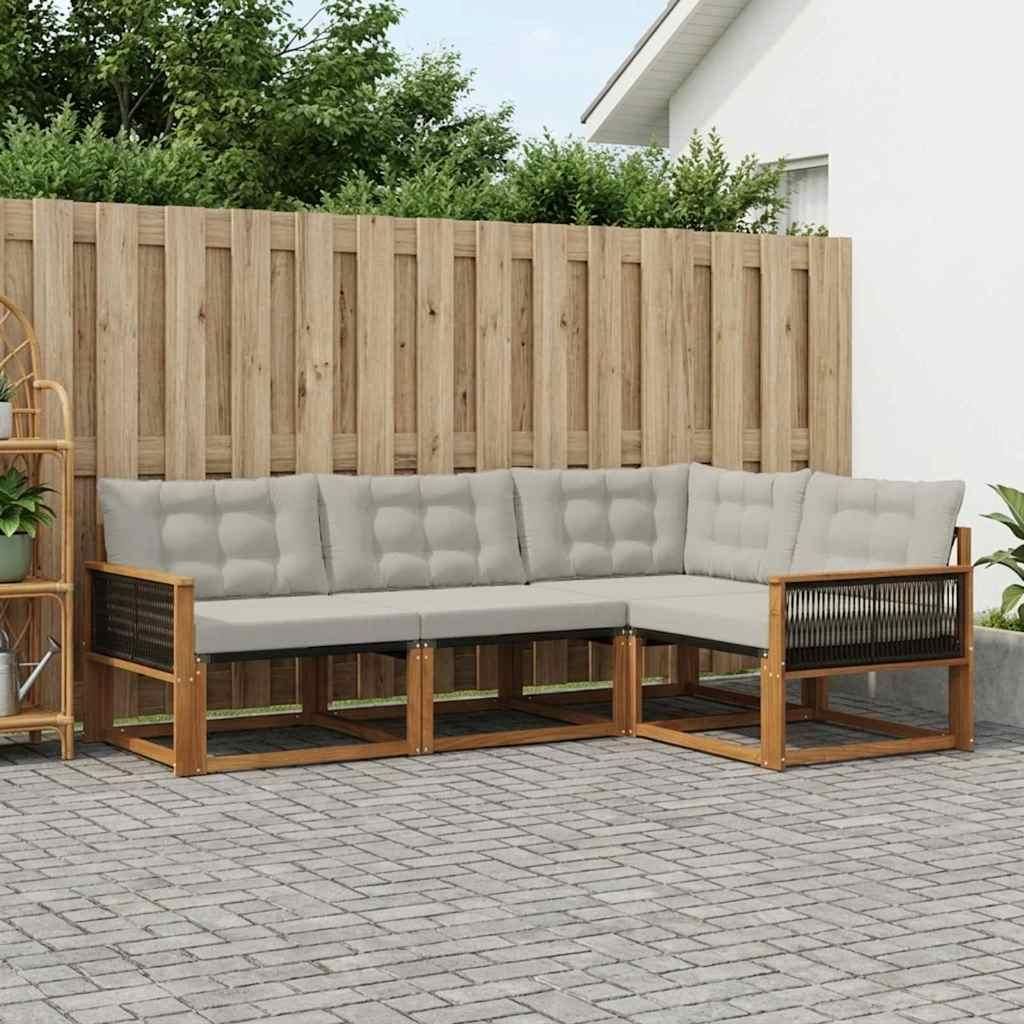 Möbel Outdoor-Sofagarnitur mit Kissen 4 pcs Natürlich und HellgrauGartensofas - Gartensofas c302