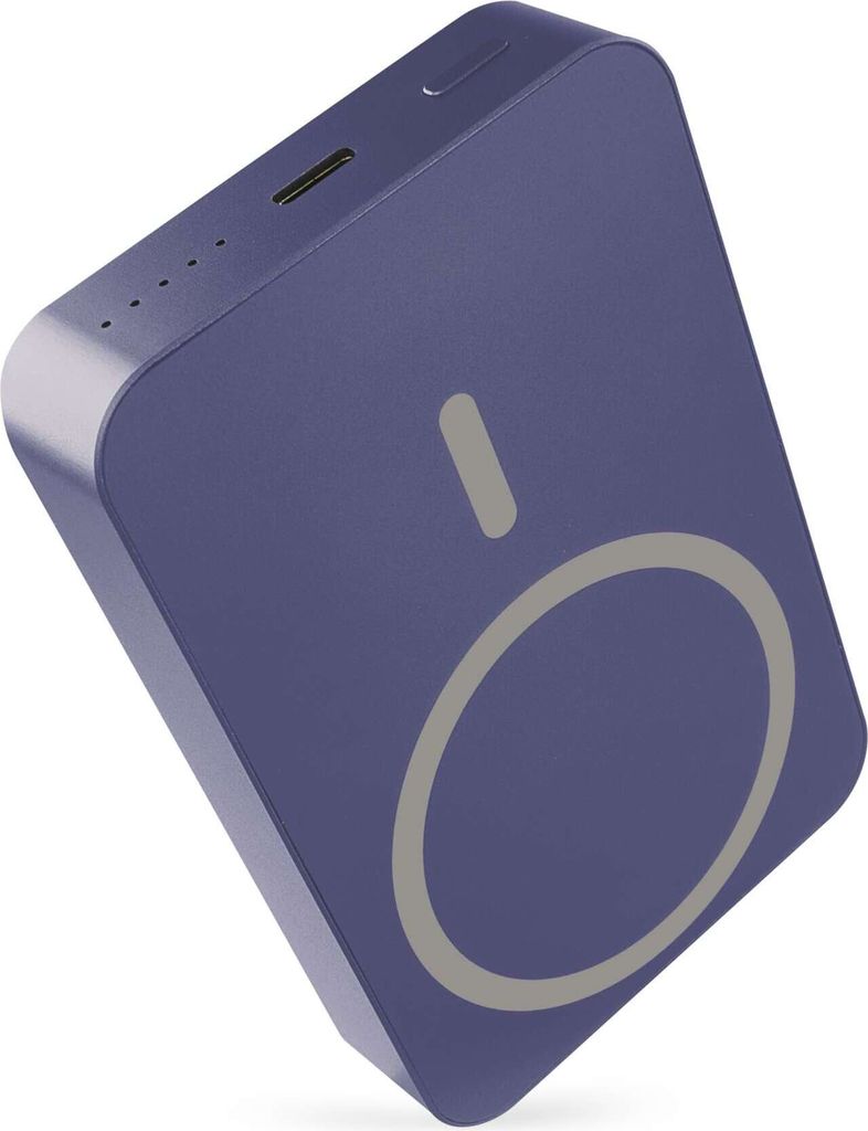 EMOS Powerbank WI 1046, 10000 mAh MagSafe mit Passthrough und Wireless-Charging, USB-C-Ausgang inkl. Kabel - für iPhone, Smartphone - blau, B0551BL