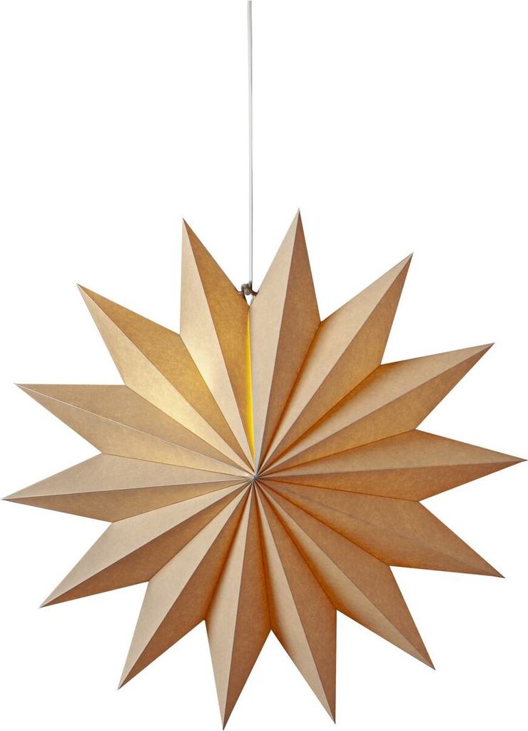 Großer Papierstern ,Plain', 14-zackig, schlicht, natur, Ø 60cm