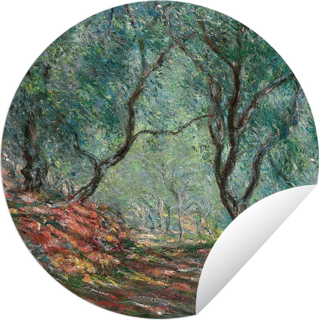 MuchoWow Gartenposter Outdoor-Poster Rund Olivenbaumholz im Garten von Moreno - Gemälde von Claude Monet Ø 150 cm Gartendeko Rundes Poster drau...