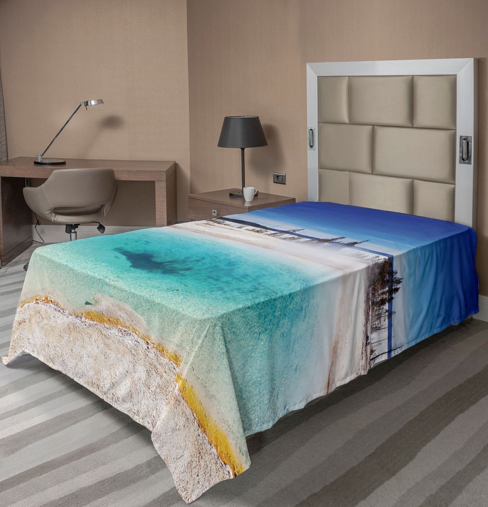 ABAKUHAUS Yellowstone Bettlaken, Vulkanisch Heiße Quelle In Yellowstone Park Schne Winter Himmel Landschaftsbild, weiches bequemes oberes Bettlake...