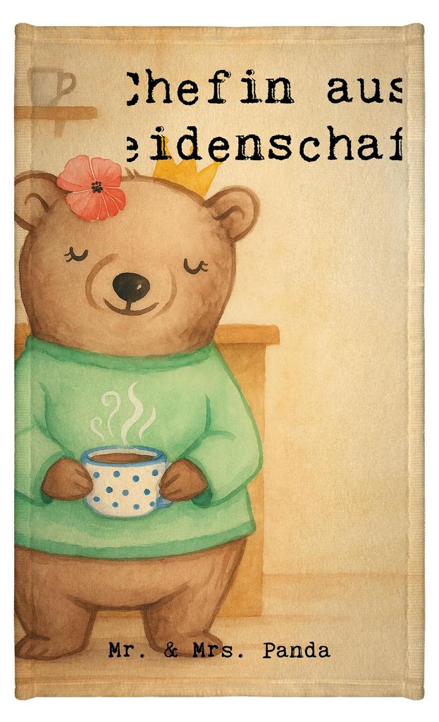 Mr. & Mrs. Panda Handtuch Chefin Leidenschaft Design - Weiß - Geschenk, Führungskraft, Baumwollhandtuch, Lustig, Gästetuch, baumwolle, CEO, Klei...