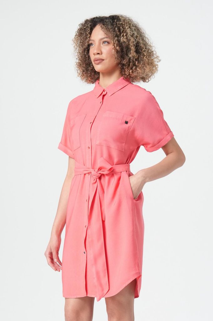 M.O.D Miracle of Denim Shirt Dress Kleider Damen Sunset Coral