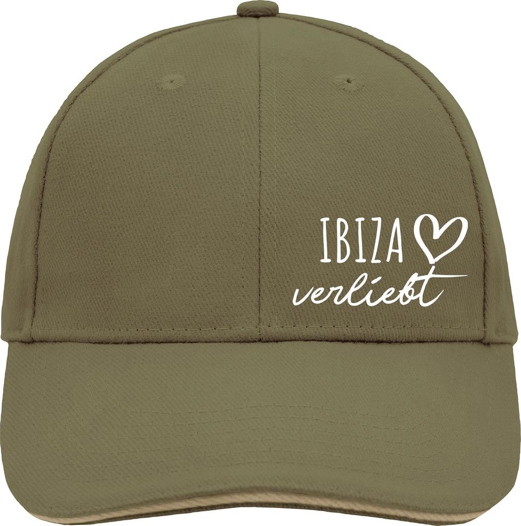 Huuraa Cappy Mütze Ibiza verliebt Olive/Beige Baumwolle 6-Panel Kappe Geschenkidee