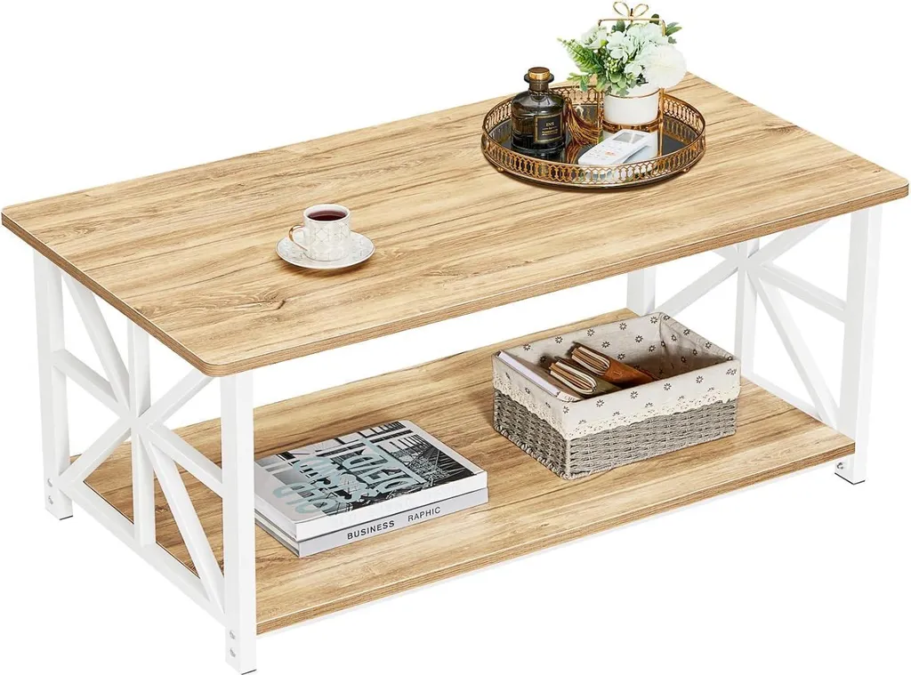 Table basse gain de place 100cm chêne et métal anti-choc