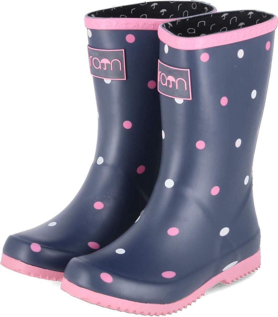 Rajn Kinder Gummistiefel DOTS Regenstiefel Blau Reflektorstreifen Größe: 27