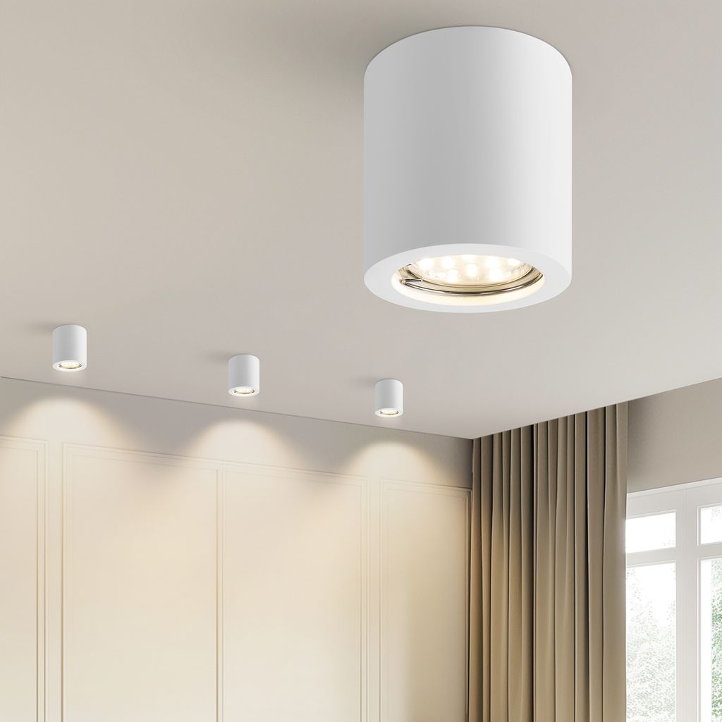 ZMH Aufbauspot weiß Aufbaustrahler rund Aufbauleuchte GU10 Deckenspots Spots Deckenleuchte Aufputz aus Gips Modern klein Deckenlampe Max.40W für ...